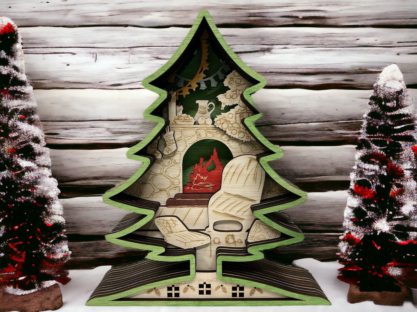 Christmas Tree Lighted 3D Shadowbox