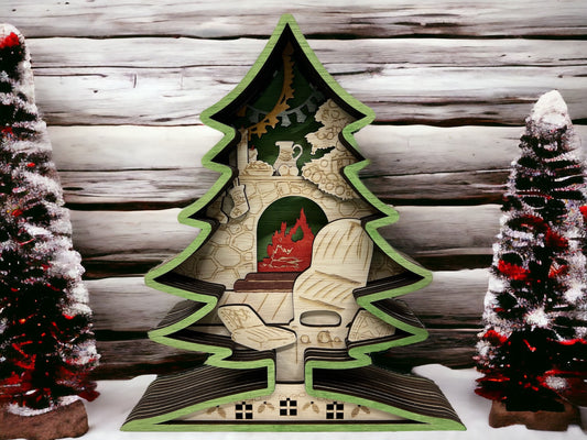 Christmas Tree Lighted 3D Shadowbox