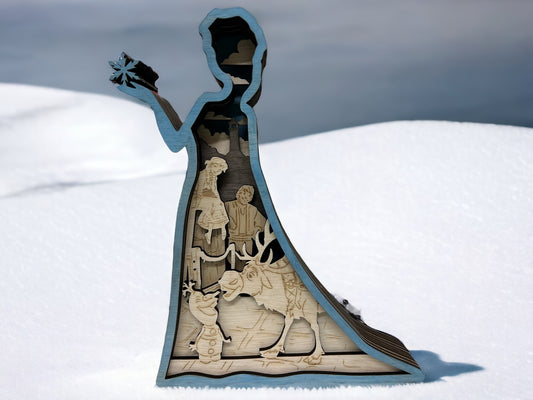 Caja de sombras 3D iluminada de Elsa