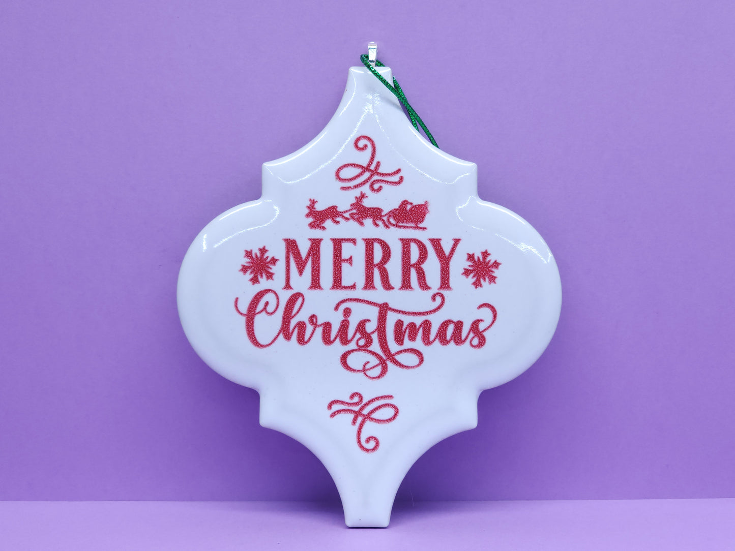 "Merry Christmas" Ink-Filled Arabesque Ornament