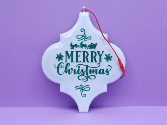 "Merry Christmas" Ink-Filled Arabesque Ornament
