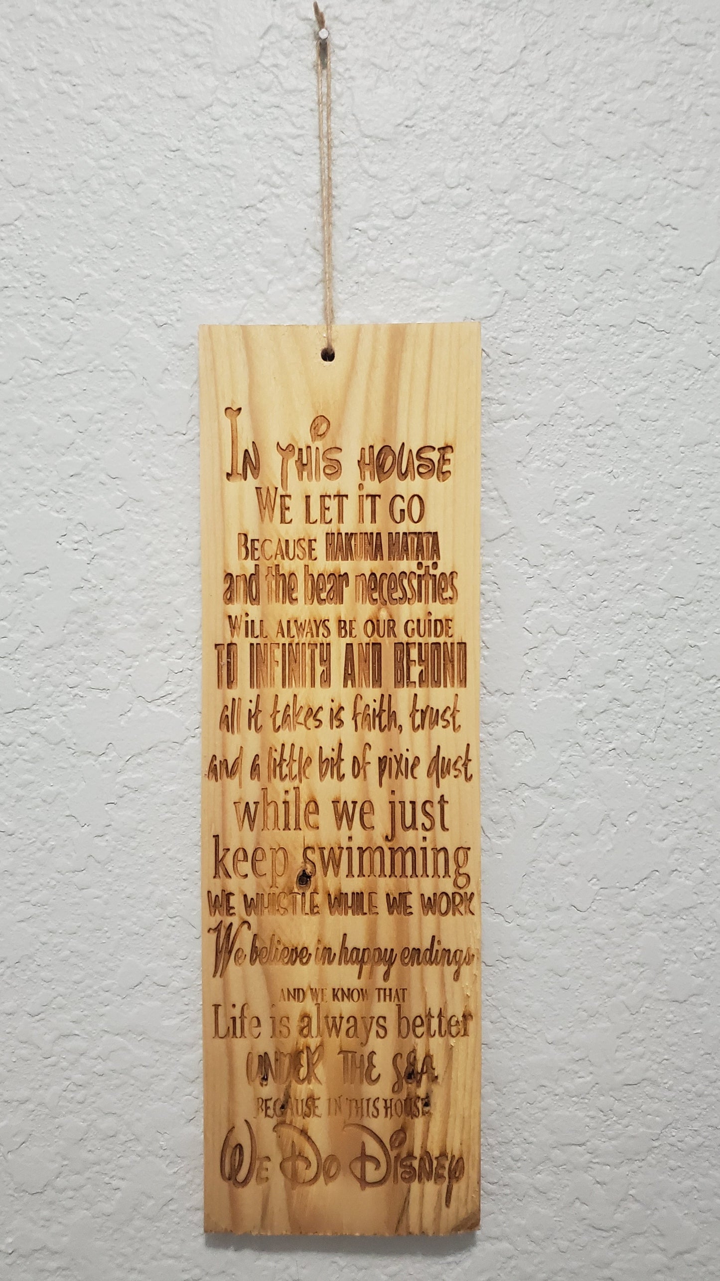 "In this House" We do Disney Hanging Small Wood Plaque